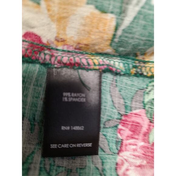 Torrid Green Red Yellow Floral Lace Up Fit & Flare Tank Blouse Size 6 - Picture 8 of 9